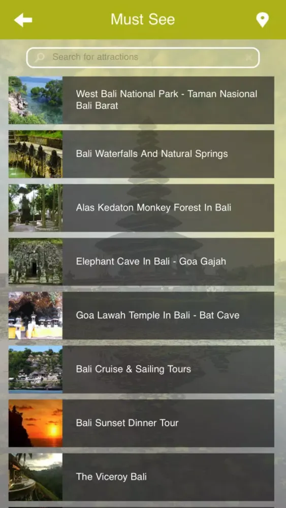 ภาพหน้าจอของ Bali Travel Guide