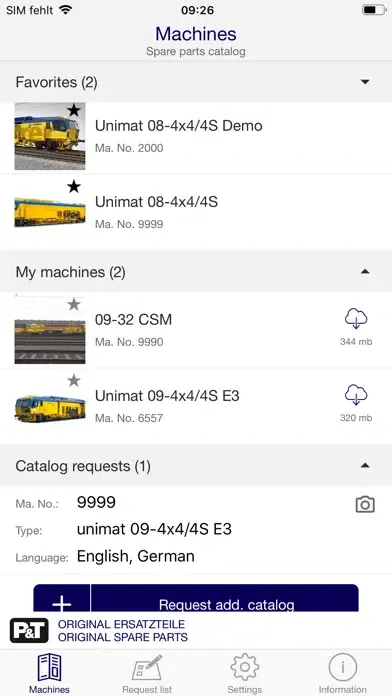 Tangkapan layar Plasser & Theurer SmartCatalog