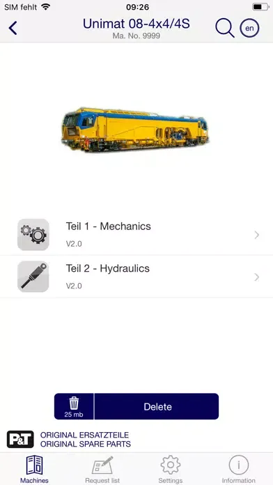 Tangkapan layar Plasser & Theurer SmartCatalog