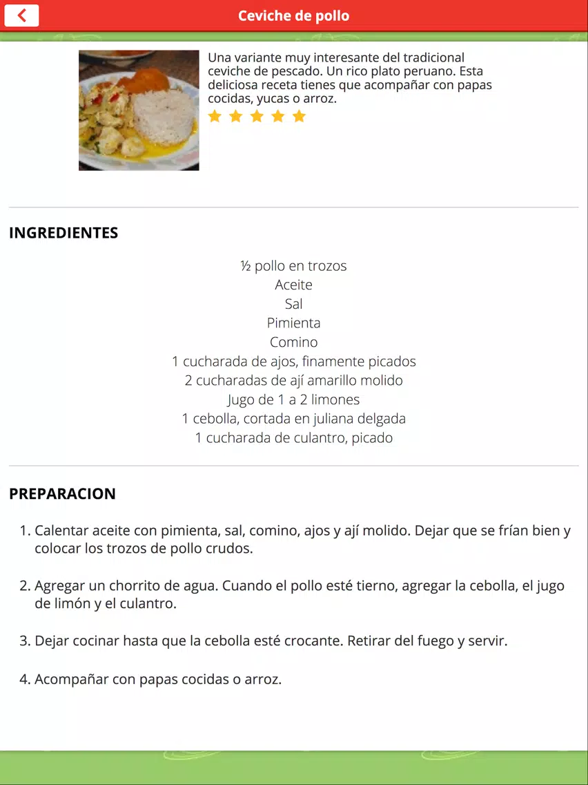 Recetario de Cocina Peruana iPad 应用截图