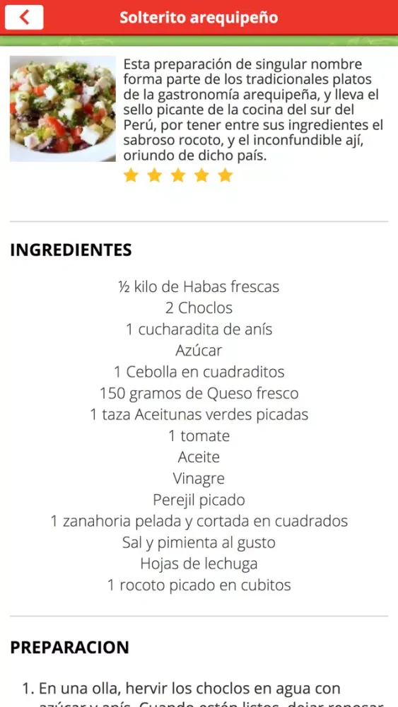 Captures d'écran de Recetario de Cocina Peruana