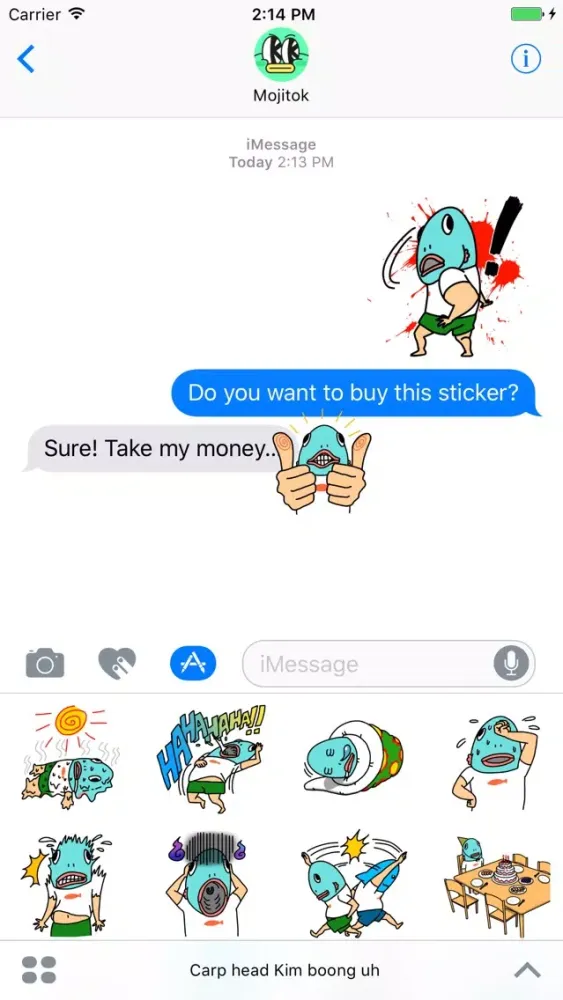 Carp head Kim boong uh! Stickers Screenshots