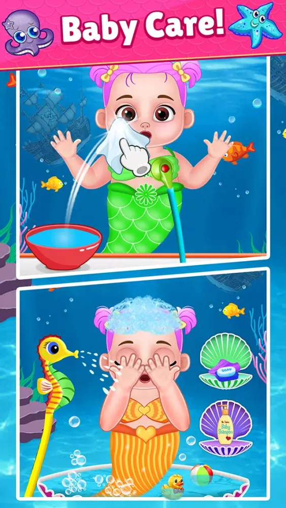 Mermaid Mom & Baby Care Game Screenshots