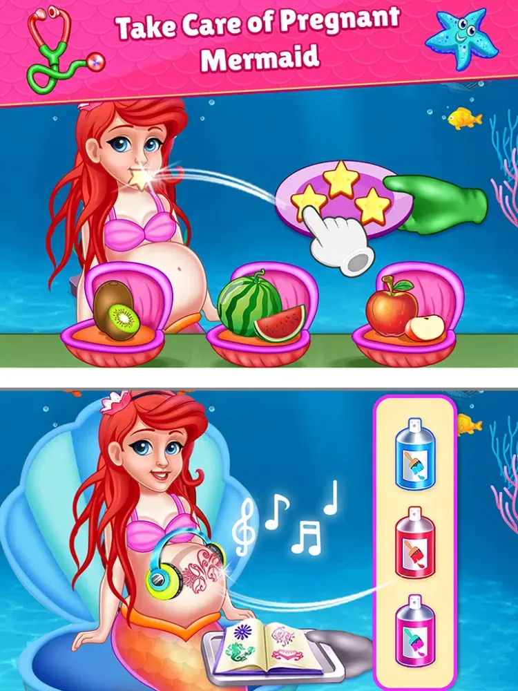 Mermaid Mom & Baby Care Game Screenshots