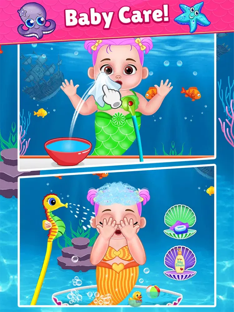 Mermaid Mom & Baby Care Game Screenshots