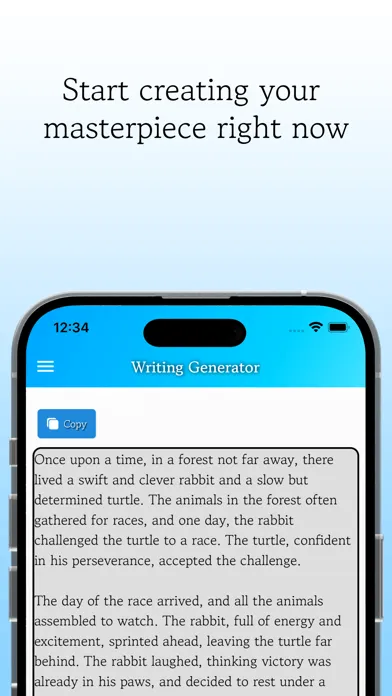 ภาพหน้าจอของ Writing Generator
