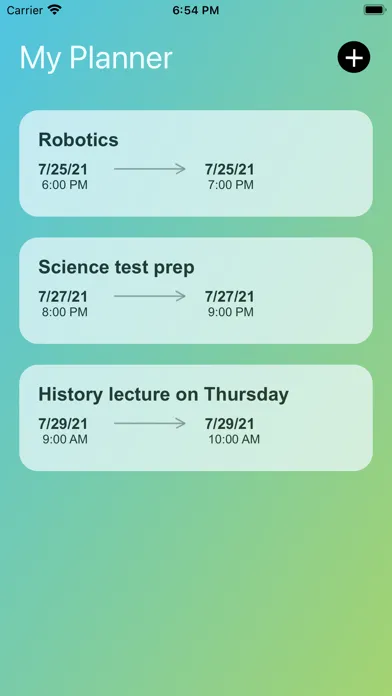 Capturas de tela do My Simple Planner