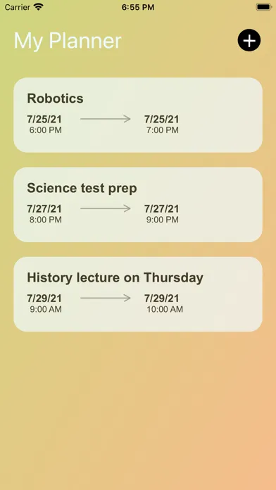 Capturas de tela do My Simple Planner