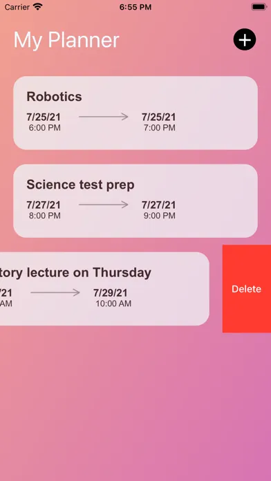 Capturas de tela do My Simple Planner