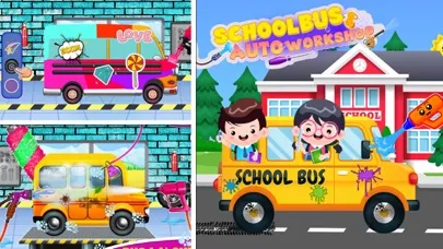 ภาพหน้าจอของ School Bus Auto Workshop Game