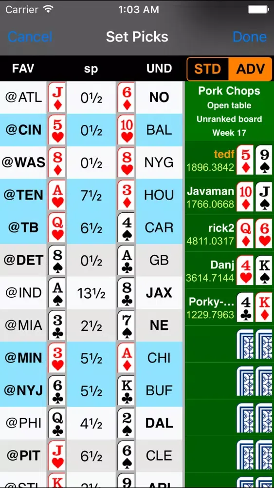 Zrzuty ekranu Pigskin Poker Pro