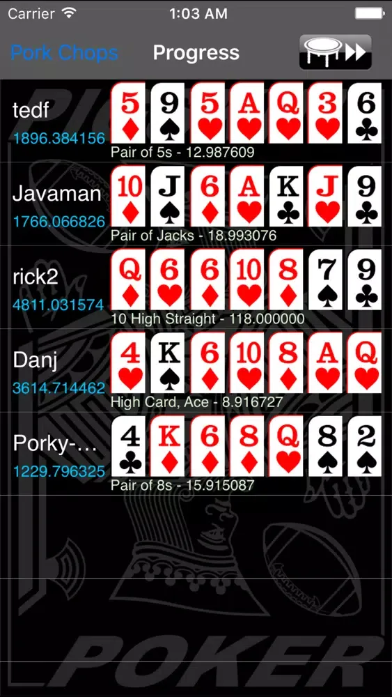 Zrzuty ekranu Pigskin Poker Pro