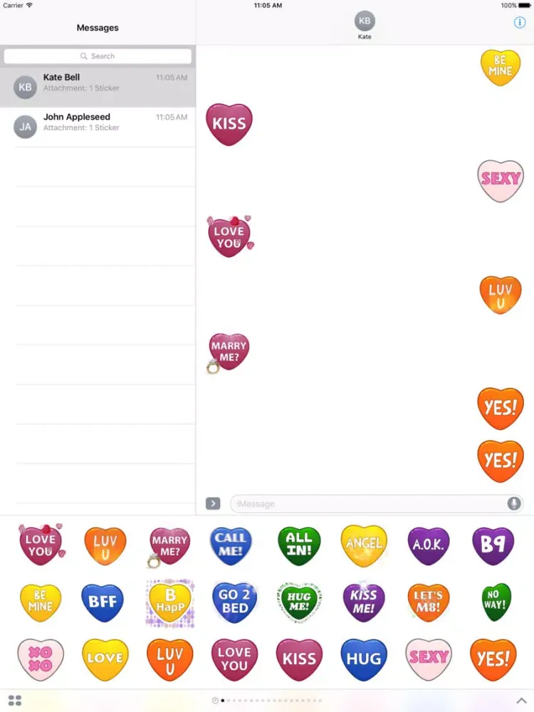 Tangkapan skrin Hearts - Animated Stickers iPad 