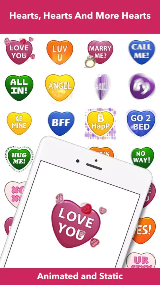 Tangkapan skrin Hearts - Animated Stickers