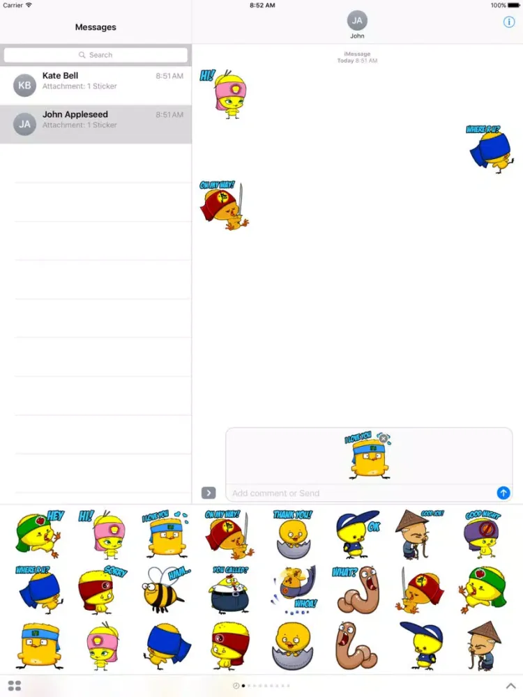 Скриншоты Stickers - Kung Fruit Chickens iPad 