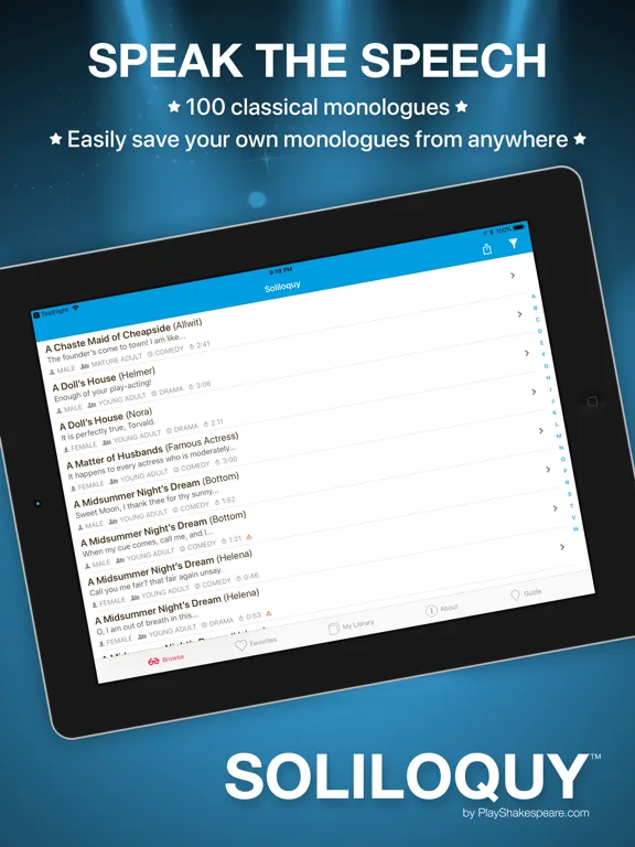 Soliloquy: Classic Monologues iPad  スクリーンショット