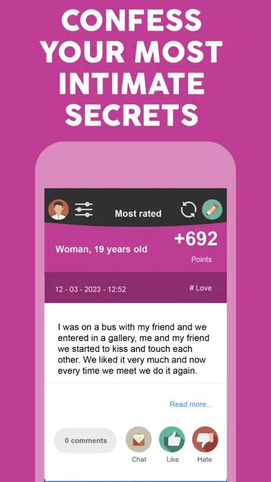 Capturas de tela do Secret live chat joy