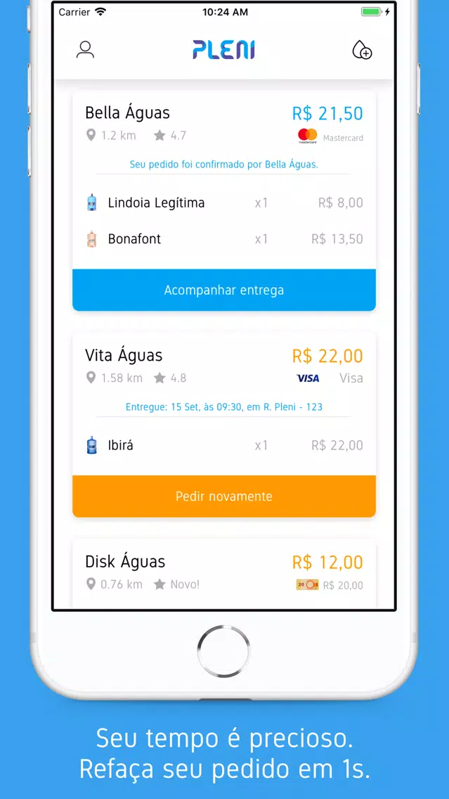 Tangkapan layar Pleni - Delivery Água Mineral