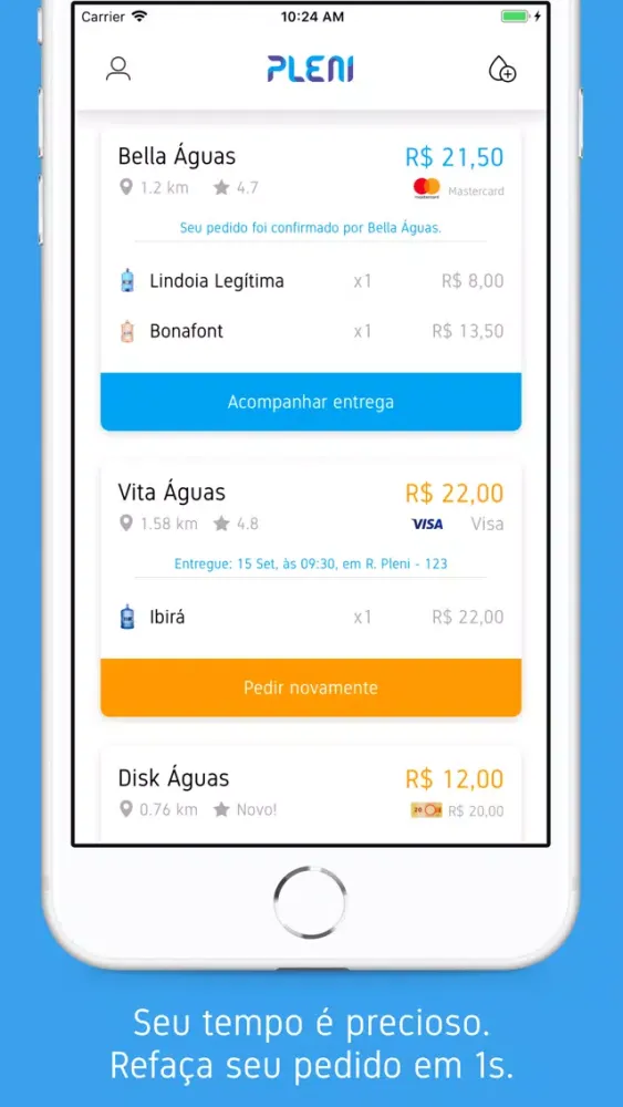 Tangkapan skrin Pleni - Delivery Água Mineral