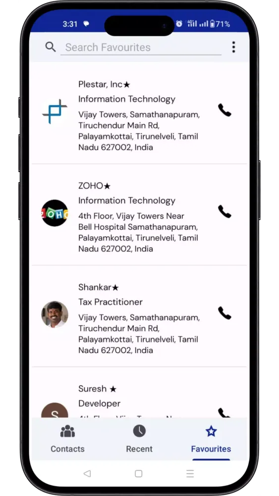 Telephone Directory App Screenshots