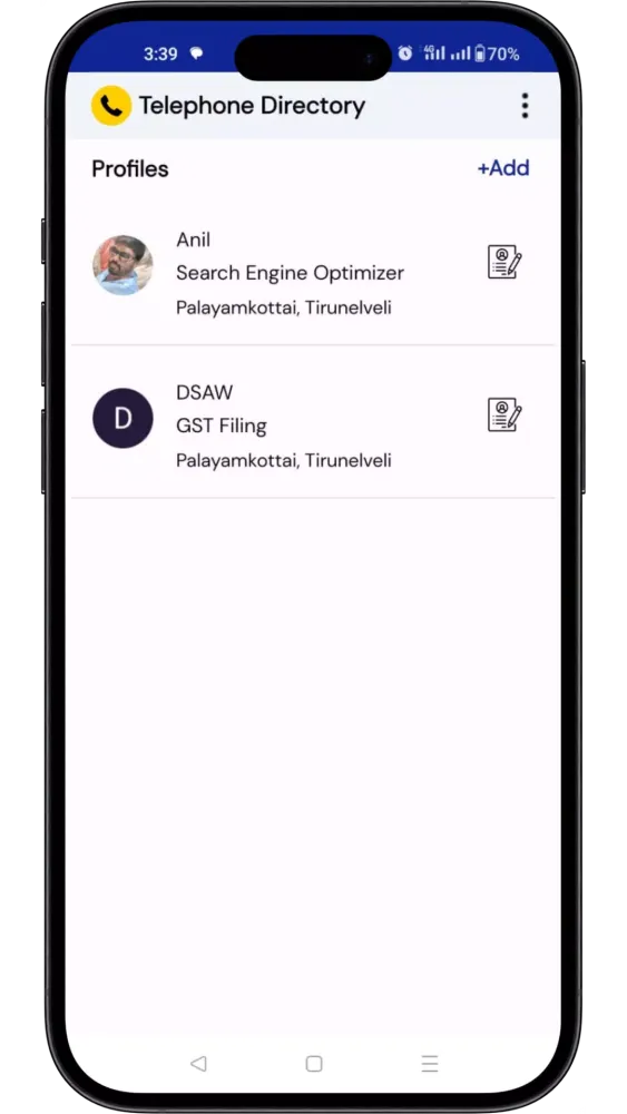 Telephone Directory App Screenshots
