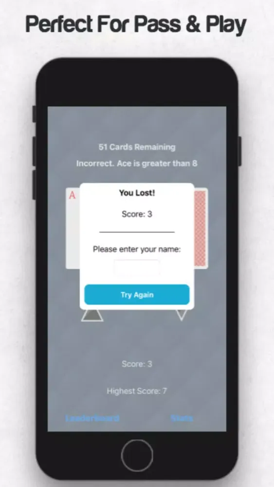 Tangkapan layar High Or Low: The Card Game