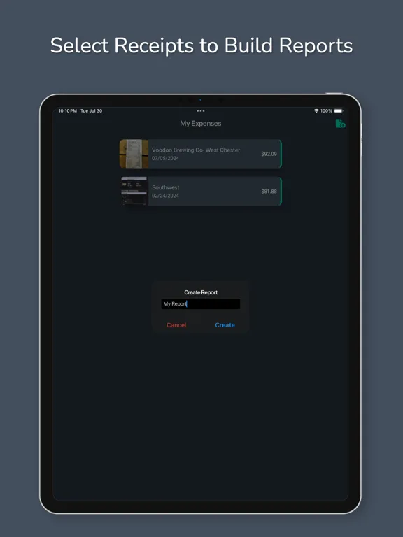 Tangkapan skrin ExpenseIt - AI Expense Report iPad 