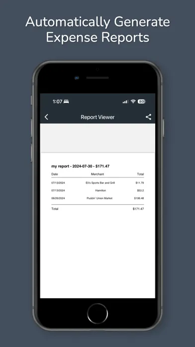 Tangkapan skrin ExpenseIt - AI Expense Report