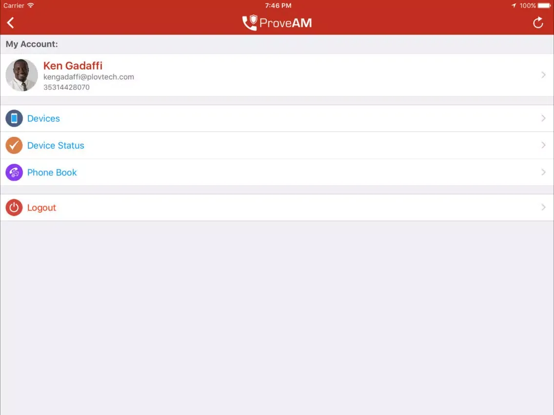 Tangkapan layar ProveAM iPad 