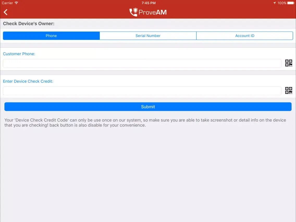Tangkapan layar ProveAM iPad 