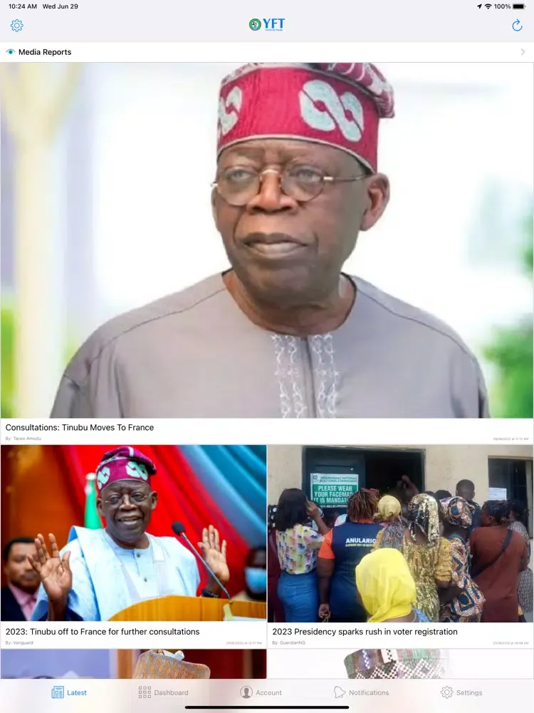 ภาพหน้าจอของ YFT 2023 iPad