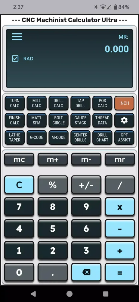 Capturas de tela do CNC Machinist Calculator Ultra