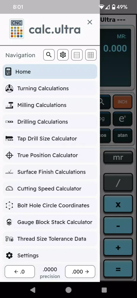 Capturas de tela do CNC Machinist Calculator Ultra