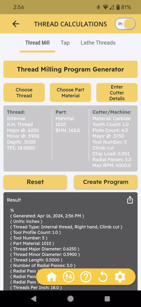 Capturas de tela do CNC Machinist Calculator Ultra