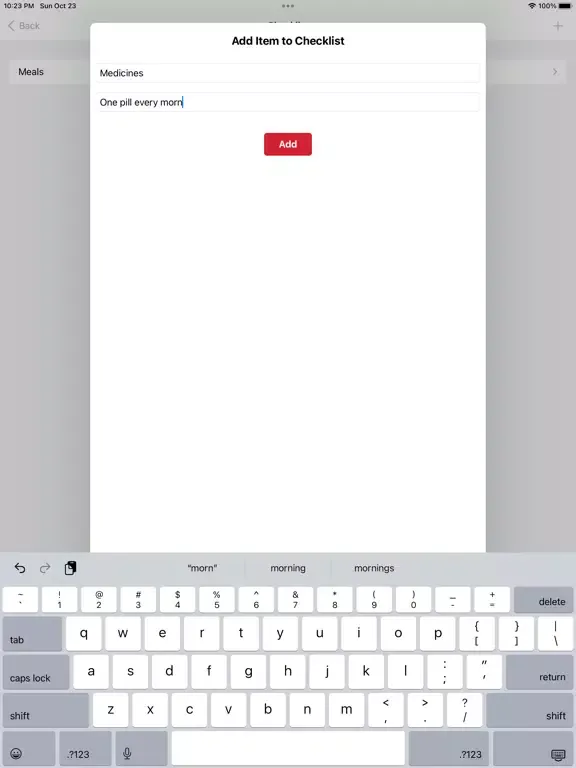 Ảnh chụp màn hình của goALS Caregivers App iPad 
