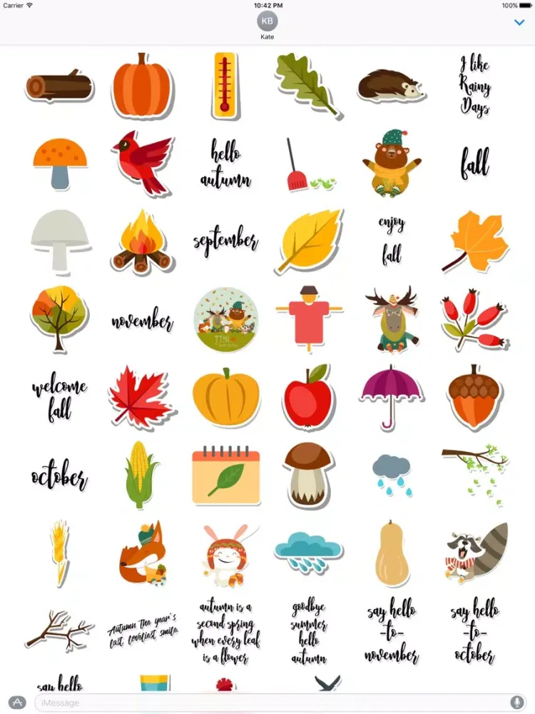Hello Autumn Stickers iPad 應用截圖