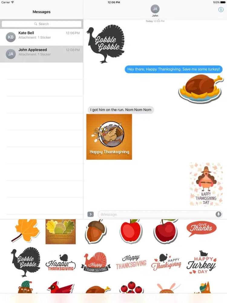 Hello Thanksgiving Stickers iPad  Screenshots