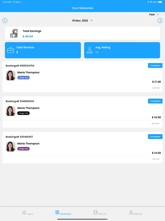 Tangkapan layar PlusXDelivery Driver iPad 