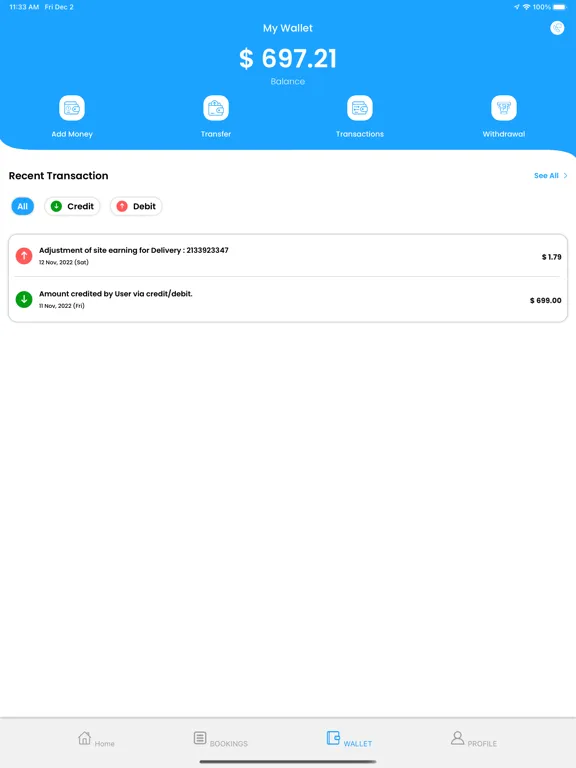 Tangkapan layar PlusXDelivery Driver iPad 