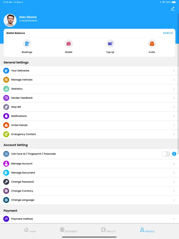 Tangkapan layar PlusXDelivery Driver iPad 