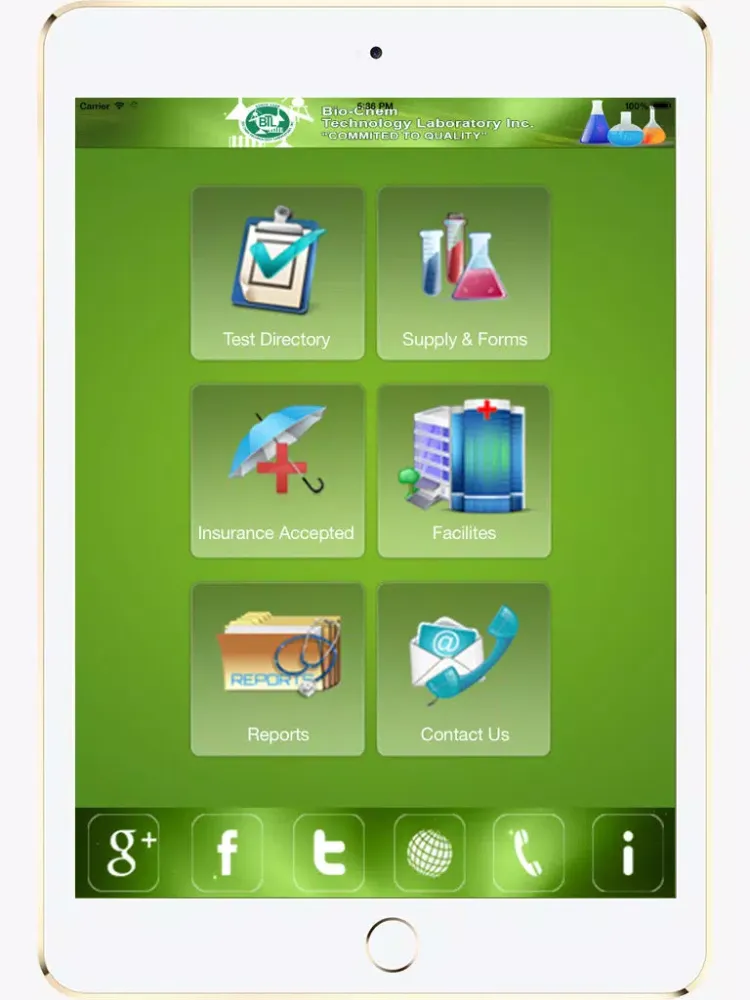 Bio Chem Tech Lab Inc. iPad  Screenshots