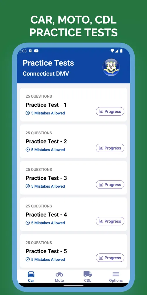 Connecticut CT DMV Permit Test應用截圖