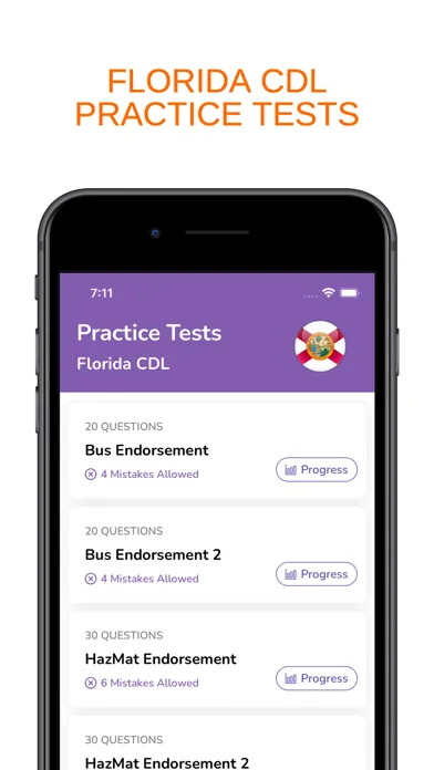 Florida CDL Permit Test Prep Screenshots