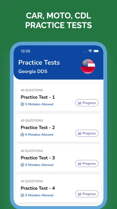 Capturas de tela do Georgia GA DDS Permit Test