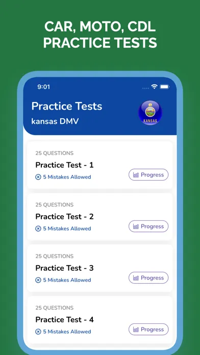 Скриншоты Kansas KS DMV Permit Test