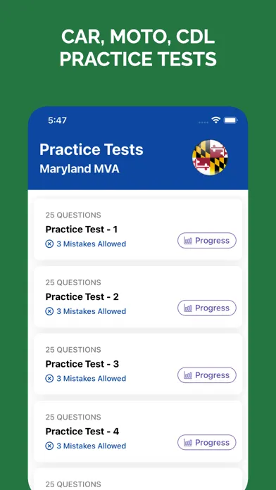 Captures d'écran de Maryland MDOT MVA Permit Test