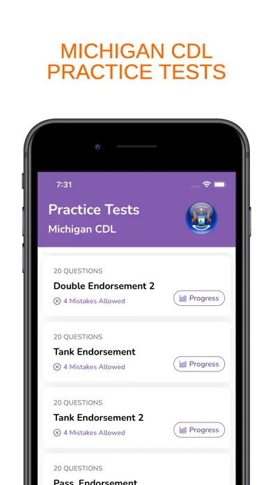 Michigan MI CDL Permit Prep سکرین شاٹس