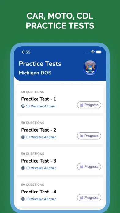 Ảnh chụp màn hình của Michigan MI DMV Permit Test
