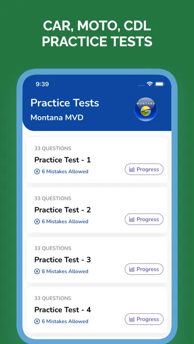 Montana DMV Permit Test سکرین شاٹس
