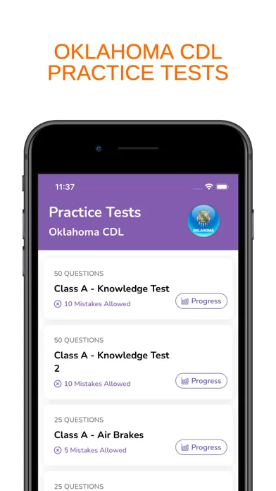 Oklahoma OK CDL Permit Prep Screenshots